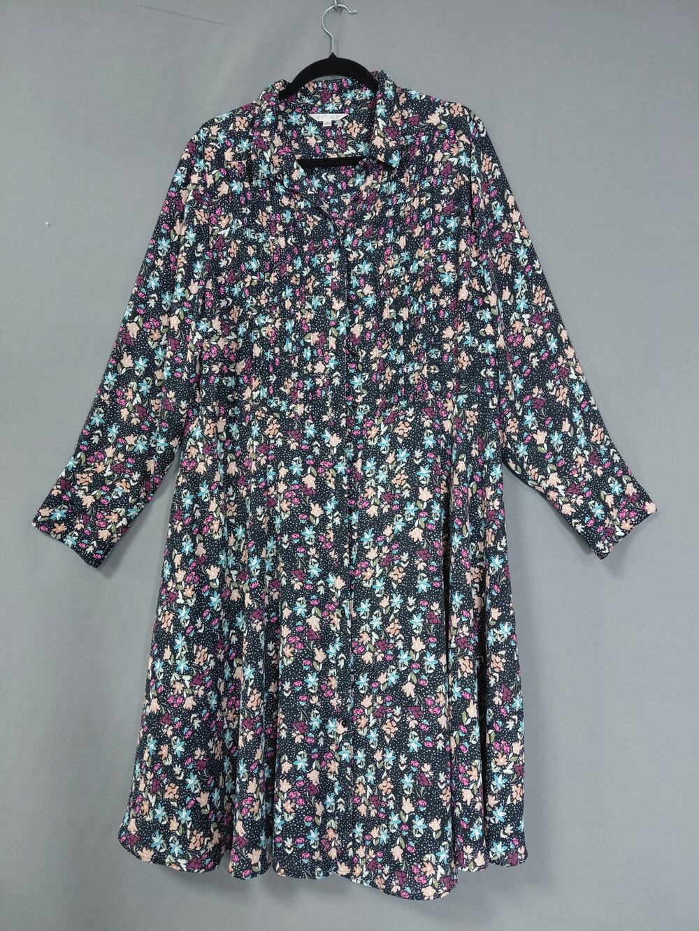 Nanette Floral Long Sleeve Dress Midi Women Size 16W